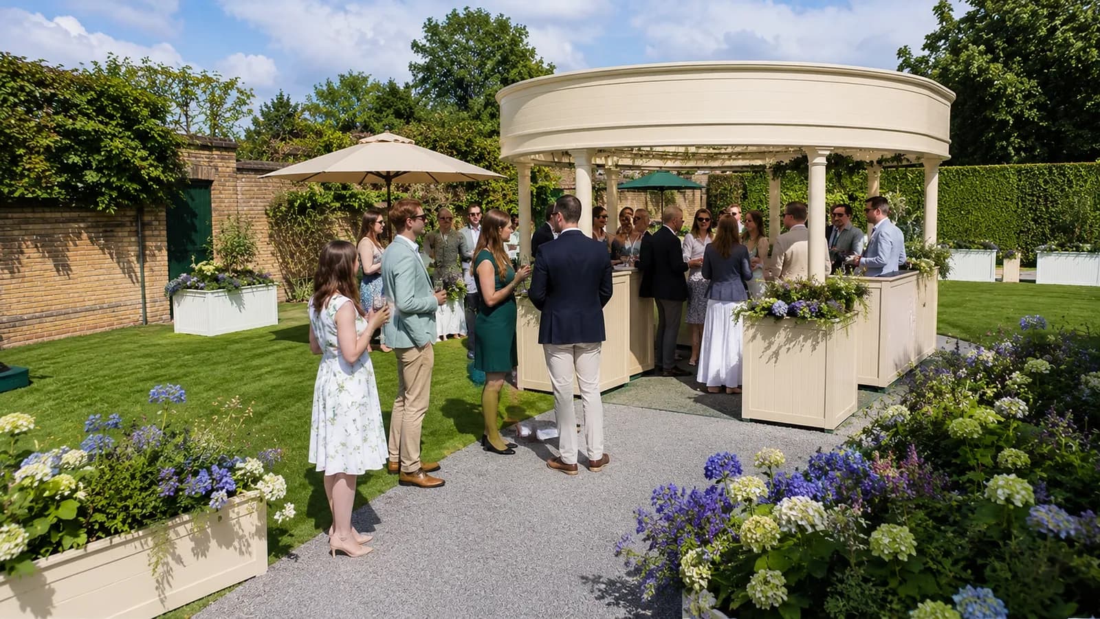 Members gathered outside the clubhouse pavilion